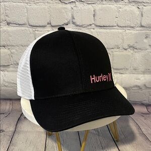 Hurley Black and White Cap with Pink Logo NWT